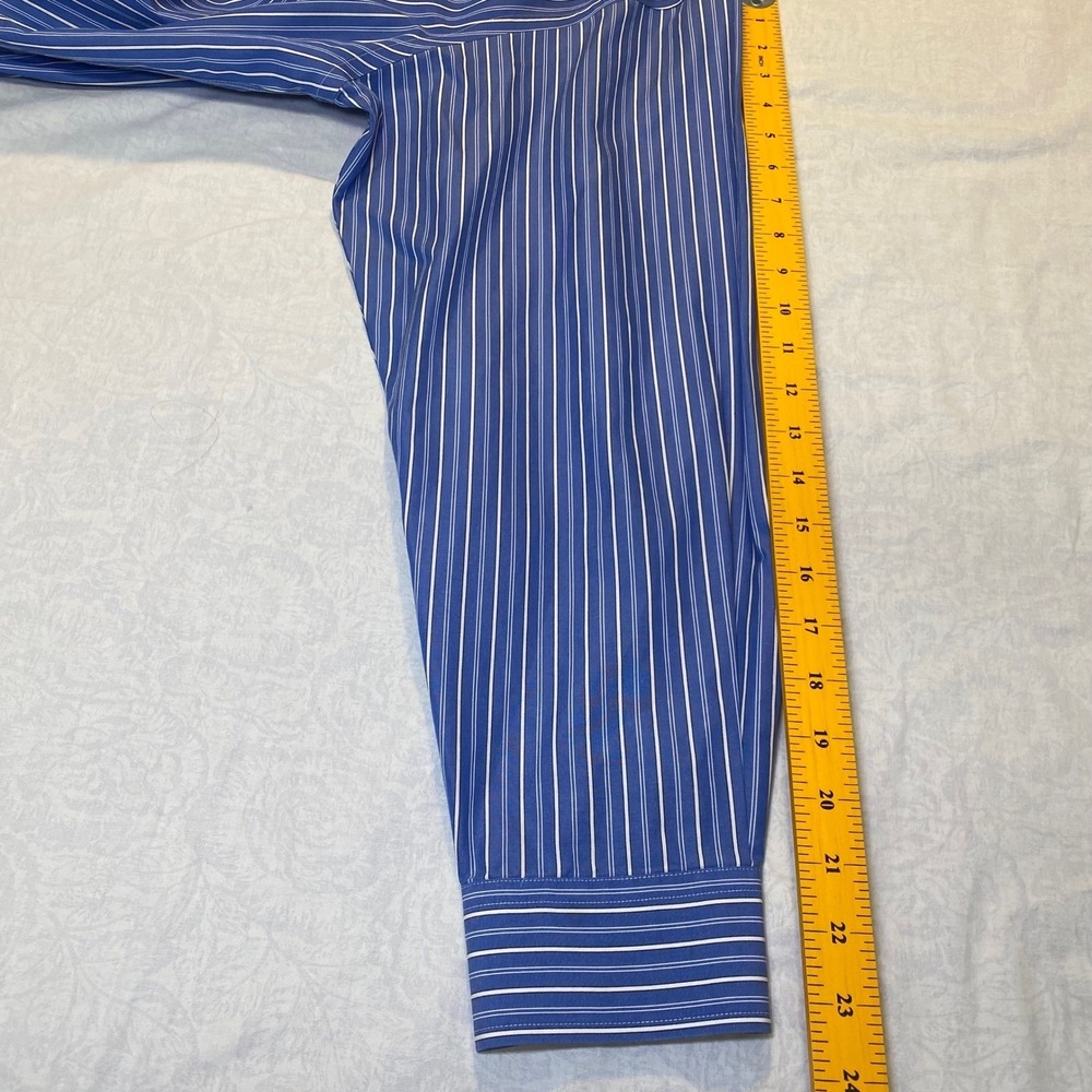 Jos A Bank Traveler Lot 3 Dress Shirts 17.5 34 Blue Check Stripe Cotton - Picture 12 of 16